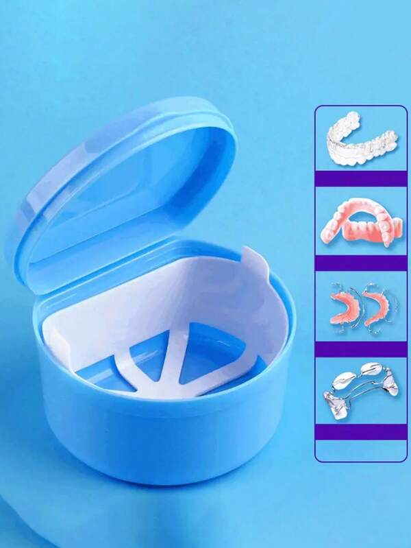 Caixa para dentaduras 3 peças/1 peça, caixa para armazenamento de aparelho ortodôntico, organizador de dentaduras, caixa para proteção de dentaduras, caixa para cuidados dentários, com filtro para limpar, proteger dentaduras, aparelho ortodôntico, fornecer cuidados de limpeza completos para dentaduras, cuidados diários e itens essenciais para viagens.
