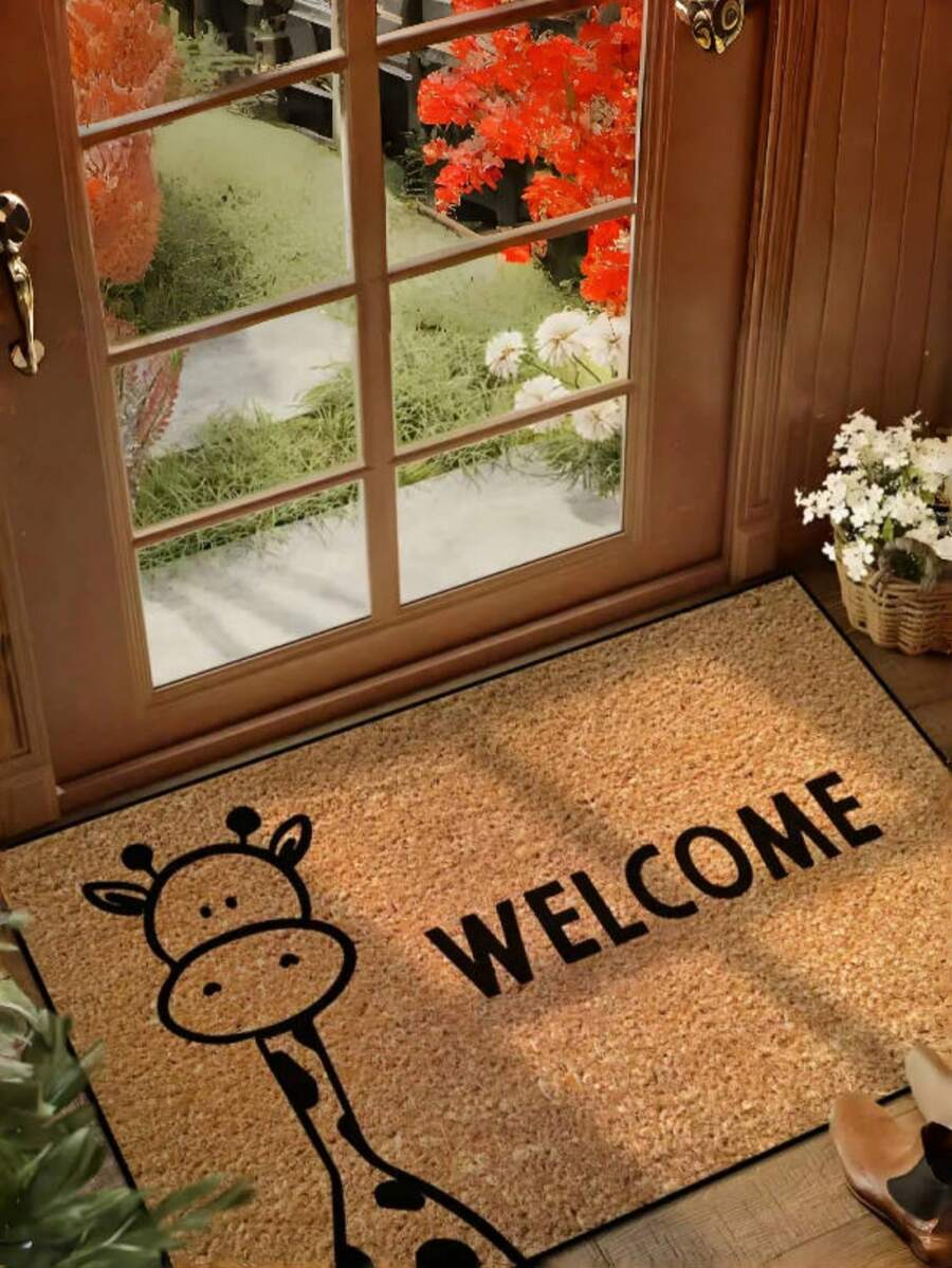 1pc Lightweight Polyester Fiber Doormat, Style, Stain & Wear Resistant Carpet For Living Room, Kitchen, Dining Room, Hallway Entryway, Home Decor Carpet, Holiday Decoration Carpet [Warm Tip: 3D Printing Effect, Not Uneven Coconut Coir, Lightweight Polyester Fiber Material]