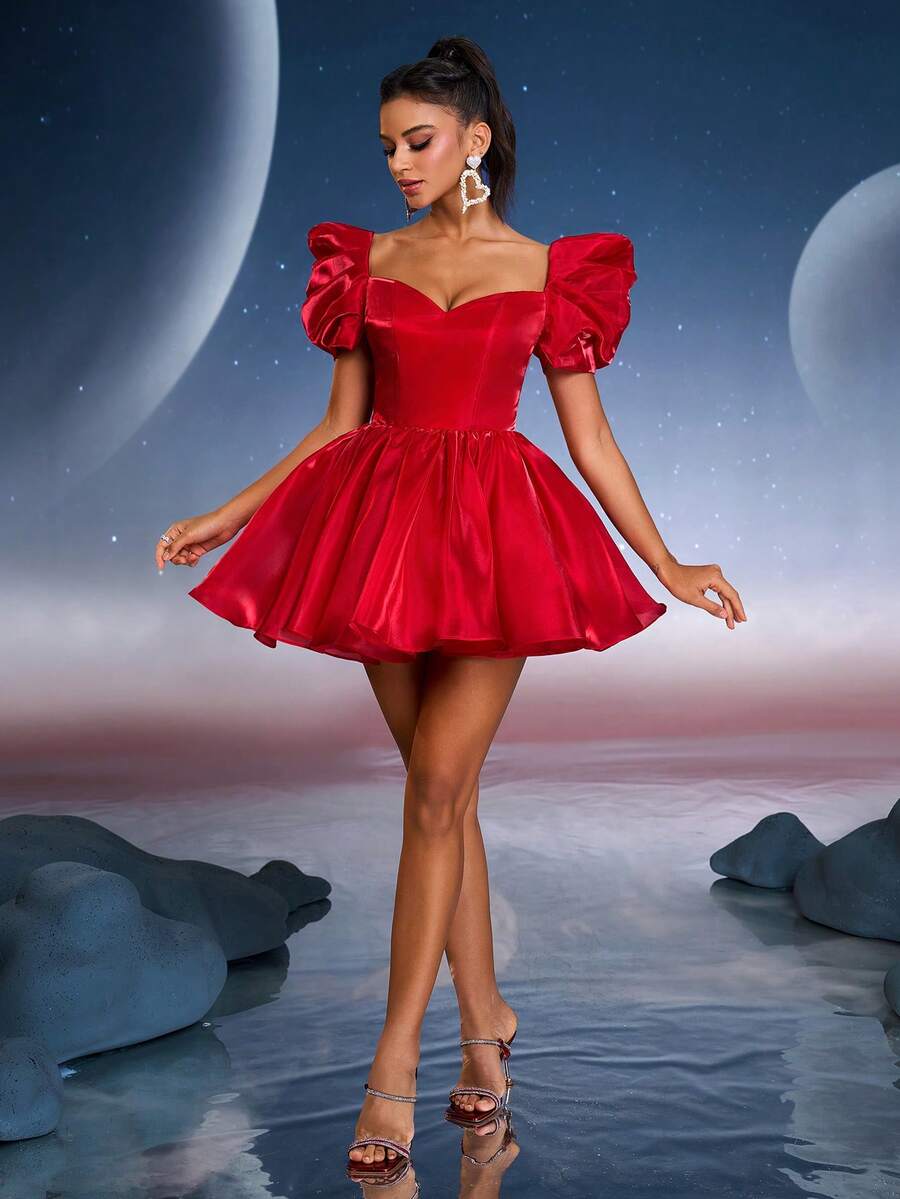 Anymoon Sexy New Fashion Prom Dress,Party Dress With Puff Sleeve Suitable For Music Festivals, Graduations, Homecomings Parties And More