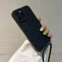 New Full Protective Shock-Proof Black Heartshape Pattern Phone Case Lanyard Compatible With IPhone 16, 15, 14, 13, 12, 11 Pro Max, XS, XR, 7, 8, SE2, SE3 And Series Waterproof Anti-Fall Scratch Resistant - Multicolor - View 3