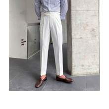 Neapolitan British-Style Stretch High-Waisted Straight-Leg Pants For Spring-Autumn Casual Wear, Men's 2025 New Style. - White - View 4