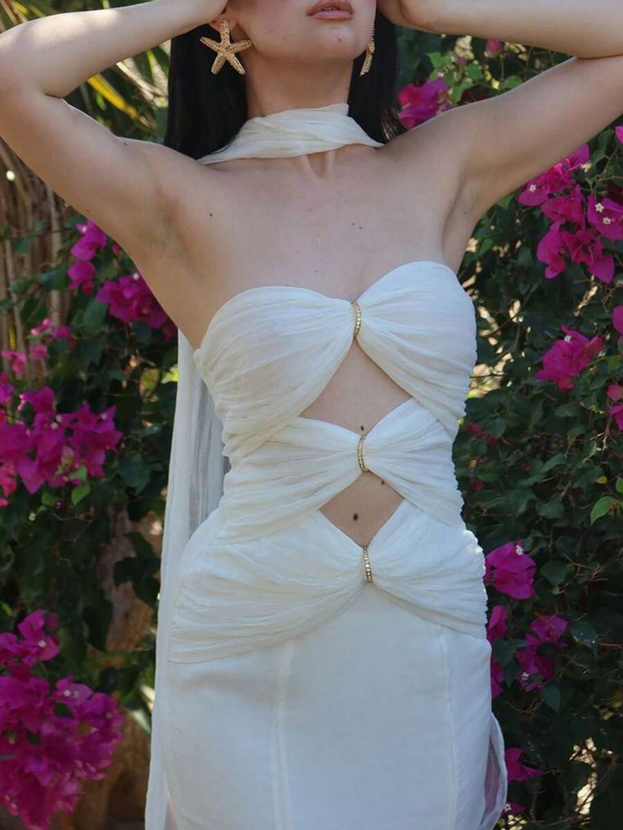 Romantic & Sensual Hollow Out Design Halter A-Line Long Maxi Dress, Graduation Dress, Party Dress, For Cocktail