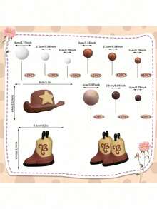 26PCS Or 3PCS Rodeo Cake Topper Western Cowboy Hat Cake Decoration Cowboy Themed Birthday Cake Topper Brown Ball Cow Ball Cake Topper Western Cowboy Hat Boots Soft Clay Decoration Cake Ornament Decoration - Brown - View 8