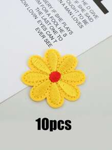 10pcs Daisy Embroidered Patch, Daisy Shaped Flower Design Iron-On Patch, Embroidered Daisy Patch For DIY Sewing  ,Suitable For Diy Clothing, Hats, Bags, Shoes, Phone Cases, Iron-On Design