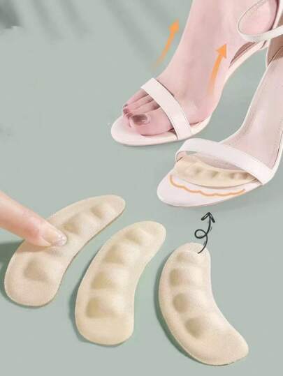 زوج / زوجان / 3 أزواج من بطانات الصنادل ذات اللون الخاكي المضادة للإنزلاق، ملصقات لاصقة مضادة للانزلاق لأحذية الكعب العالي، بطانة للقدم الأمامية، بطانة مضادة للانزلاق للصنادل الصيفية، تمتص العرق وتمنع التعب للنساء