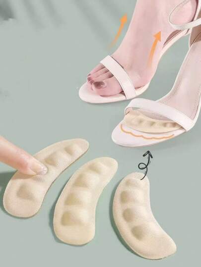 1双/2双/3双卡其色防滑凉鞋垫 自粘高跟鞋防滑贴 前脚垫 夏季凉鞋防滑垫 女款吸汗防疲劳