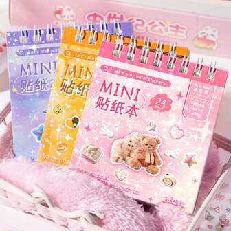 24sheets/Book Mini Pet Themed Decorative Sticker Set, Cute Pattern Stickers For Scrapbooking, Planner, Cards,School Supplies,Back To School