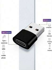 1 个铝合金高光 Type-C 转 USB 适配器，兼容智能手机、电脑、车载充电器、PD 数据线、USB 集线器、快速充电适配器 - 彩色 - 查看 6