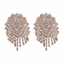 1 Pair Fashionable & Elegant Tassel Earrings, Sparkling Diamond Studded Firework Style Dangle Earrings For Club Party Wear - KC Gold - View 7