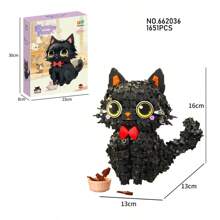 talla grande de 1000 piezas Bloques de construcción con diseños kawaii de gatos negros, animales, mascotas, piezas pequeñas para hacer rompecabezas 3D, artículos de decoración creativa, regalos para cumpleaños, Día de la Madre, Día de San Valentín