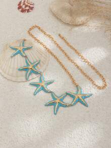 1 chiếc Dây chuyền eo/dây chuyền bụng bằng kim loại vàng phong cách Bohemian & đại dương cổ điển, trang trí hàng ngày & ngày lễ cho phụ nữ, phụ kiện dây chuyền cơ thể thời trang gợi cảm - sao biển - Xem 4
