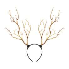 Womens Deer Horn Hair Hoop Girls Halloween Long Antlers Headband Realistic Tree Branches Headdress For Cosplay
