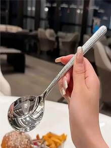 5 件套不锈钢锤纹勺套装 - 非常适合汤、餐厅和厨房使用、学校用品