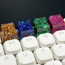 2pcs Creative ABS Resin Translucent Gold Foil Keycaps, Fits Mechanical Keyboards Decoration, OEM R4 Height, Best Gift For Computer Enthusiasts - Multicolor - View 10