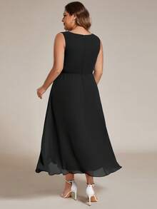 EVERPRETTY Plus Elegant Chiffon Appliques Bridesmaid Wedding Guest Dresses For Wedding - Black - View 2