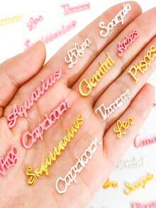 12Pcs 12 Zodiac Alphabet Symbol Gold/Silver Constellation Nail Charm 3D Alloy Flatback Diy Jewelry Nail Accessories Nail Supplies Nails Nail Charms Nail Gems - Multicolor - View 3