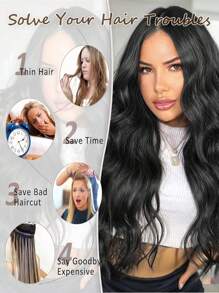 Clip-in-haarteil, Wasserwellen-haarteil, Cornrows Gewellte Lange 4 Clip-haarteil, Haarverlängerungen Pferdeschwanz Haarverlängerungen Frauen Mädchen Haarverlängerungen Perücke Frauen Schwarz-braun