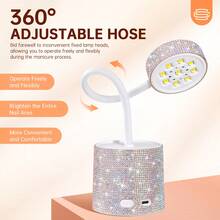 CHRISTINE SHELLY UV LED Nail Lamp, Mini UV Light For Gel Nails Polish, Rechargeable LED Flash Cure Nail Dryer, Quick Drying Goosenecks UV Nail Lamp For Home Nail Salon DIY Manicure, AB Diamond - 白色 - 查看 3