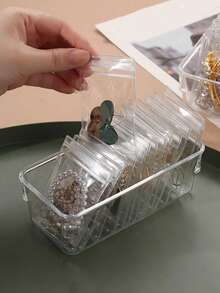 20个/40个/100个装优质PVC透明抗氧化拉链袋，46号塑料袋，非常适合存放珠宝、戒指、耳环和配饰，包含2个时尚桌面收纳盒，多功能桌面整理盒，是阳光旅行、返校必备品、节日送礼、圣诞节、感恩节、新年和情人节庆祝活动的理想之选。 - 無色 - 查看 7