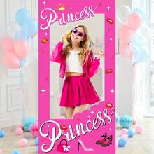 Pink Background Backdrop, Suitable For Women's Birthday, Pink Photo Props, Bright Pink Birthday Decorations, Pink Theme Photo Banner, Bachelorette Party Decor, Christmas, Mother's Day, Graduation Ceremony And Other Occasions - Princess High Heels - View 1