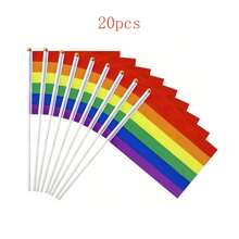 20pcs, Rainbow Pride Flag Small Mini Flag Lesbian Flag American Rainbow Flag Handheld LGBT Flag Rainbow Stick Gay And Girl Flag, Parade Party Decoration