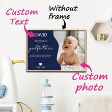 1 Piece Custom Made Wooden Jigsaw Puzzle, Customizable Photo, No Power Needed, No Frame, Boho Style, Suitable For Bedroom, Living Room Decor, Baby Christening, Party, Children's Day, Anniversary, Mother's Day, Independence Day, Christmas Custom Gift