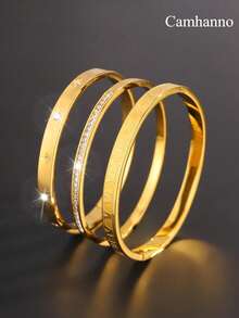 Camhanno 3pcs Retro Exquisite Fashion Luxury Stainless Steel Eight Pointed Star+Roman Pattern Combination Bracelets Set Suitable For Daily Holiday Wear Men's/Women's Jewelry Gift Couples Gift