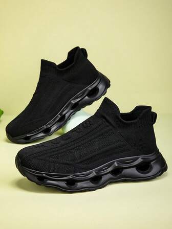 1 双女式一脚蹬弹性休闲运动鞋，舒适柔软的情侣步行鞋，透气针织运动鞋，适合日常穿着