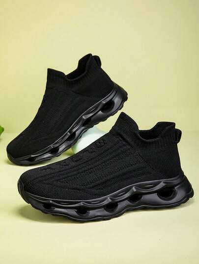 1 双女式一脚蹬弹性休闲运动鞋，舒适柔软的情侣步行鞋，透气针织运动鞋，适合日常穿着