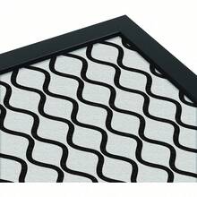 Custom Cork Bulletin Board, 12x36 Inch, Waves Pattern In Black And White, Fabric Canvas Finish, Satin Black Framed (PinPix-194-12x36_FRBW26079) - Black and White Waves - View 3