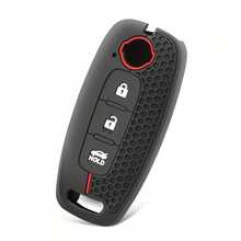 Luxury Silicone Car Key Case, Compatible With Select For Nissan Models, Includes Lianti, Altima, Rogue, Qashqai - Anti-F - Black - View 8