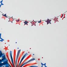 Patriotic Star Garland Banner 4th Of July Decoration, Red White Blue Star Bunting For Memorial Day, Veterans Day Decoration - Multicolor - View 7