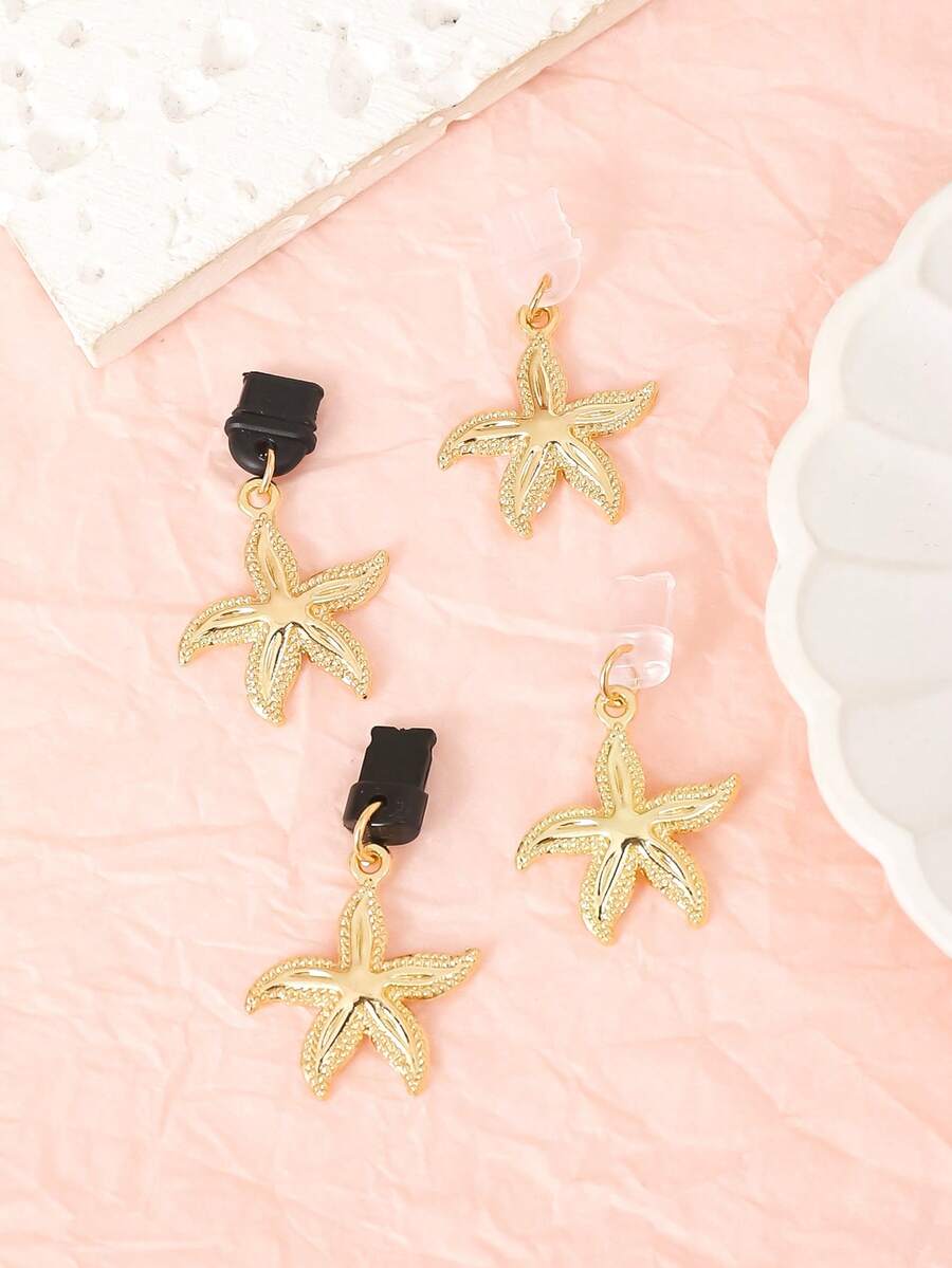 1pc Fashion Creative Beautiful Starfish Ocean Style Phone Dust Plug, / Android System Type-C Charging Port Dust Plug - Gold - View 1