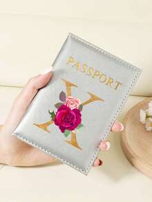 1 件 A-Z 26 个字母时尚字母印花时尚勃艮第护照夹，高品质 PU 皮革护照钱包，带卡槽，可存放信用卡、登机牌和身份证，紧凑型旅行必需品整理器，适合女性、男性和学生 - 酒紅色 - 查看 27