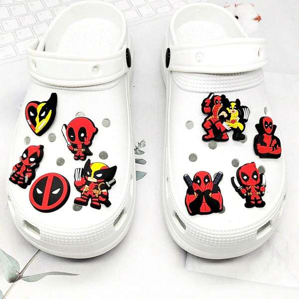 Disney 9pcs Deadpool And Wolverine Superhero Patches Set - Vibrant PVC Designs For , Party Favors, And Travel Accessories - No Feathers, No Power Required, Durable And Long-Lasting
