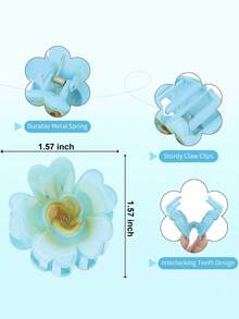 6件装女士花朵爪夹玫瑰爪夹大号花朵发夹防滑花朵发夹适用于浓密稀疏的头发强力定型发夹发饰女士女孩发夹 - 彩色 - 查看 2