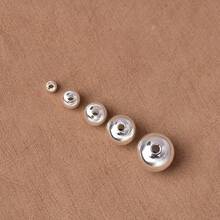 5pcs S925 Sterling Silver Handmade Brushed Cat Eye Round Beads, DIY Jewelry Accessories For Necklaces, Bracelets, Spacers & Loose Beads - S925 Sterling Silver - View 3