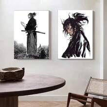 1/3 piezas Carteles de arte de pared de anime japonés vintage, manga Miyamoto Musashi Vagabond Bushido Warrior, impresiones de pintura de canvas, decoración del hogar, marco opcional