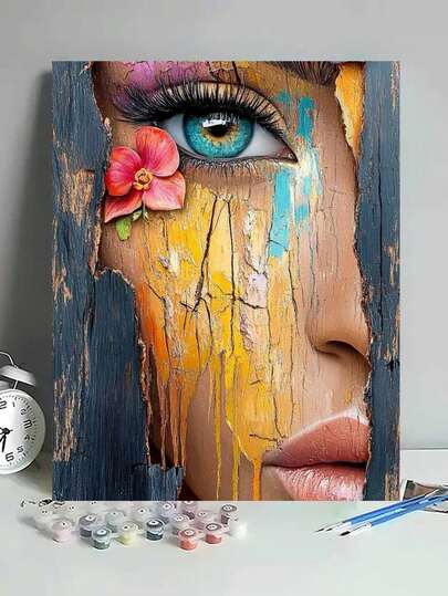 1 set abstrakt konst gör-det-själv-akrylfärg efter siffror Kit, konstnärlig oljemålningstillbehör för sovrumsinredning och konstväggdekoration, enkel och underhållande målningsmetod utan ritgrund, uppfyll din målardröm och fördjupa dig i den färgglada världen, varje slag är självuttryck, lägg till romantik till livet, bästa presenten till familjen och vännen 40 cm