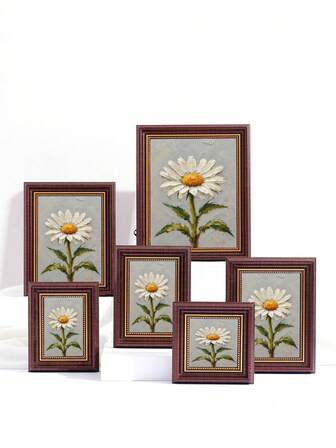 1pc Vintage Square 6-Inch Plastic Coffee Color Antique Photo Frame, Indoor Decor, Can Be Wall Mounted Or Tabletop, Suitable For Corridor, Office Desk, Bedroom