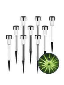 10Pcs Solar Lawn Lights, Led Stainless Steel Small Tube Lights, Villa, Garden Lights, Multi-Color Garden Decorative Lights; Outdoor Waterproof Floor Lamp(Warm White) Christmas For Holiday Gift Giving ﻿ - 白光 - 查看 5