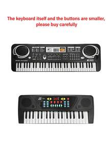 Teclado de piano musical digital de 37/61 teclas, instrumento musical electrónico portátil, teclado multifuncional con micrófono como regalo (Negro) - Negro - Ver 5