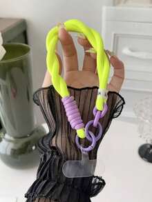 1 件时尚短款双色编织链锁尼龙腕带手机挂绳适用于 11 12 13 14 15 Pro Max 兼容三星送给母亲、家人、朋友、生日、节日的礼物手机挂饰、手机链 - 彩色 - 查看 12