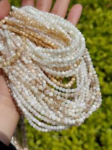 1 Peça Pérolas de Concha do Mar Natural, Contas Redondas de Concha de 3mm, 4mm, 5mm, Espaçadores Redondos de Concha para Fabricação de Joias, Suprimentos Artesanais para Colar, Pulseira, Anéis e Mais