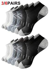 6 Pairs Men's Breathable, Odor-Resistant, Sweat-Wicking Mesh Knitted Socks With Geometric Diamond Pattern, Dual-Color Stripe Quilting, Soft & Comfortable, Suitable For All Seasons - Multicolor - View 1