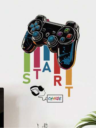 mama look 1 件游戏控制器彩色英文字母墙贴，自粘儿童房卧室家居装饰，贴纸，墙贴花，乙烯基贴花用于家居装饰，春季装饰品让您的家焕然一新，节日装饰贴纸礼物生日毕业