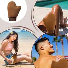 1 套免晒美黑手套套装 - 可重复使用全身和背部涂抹手套、带拇指环的美黑手套和去角质浴巾 - 免晒美黑护理手套