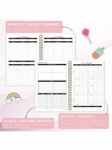 BUBU 1pc Monthly Budget Planner Notebook - With Expense Tracker, Undated Bill Organizer And Financial Planner, Help You Take Control Of Your Finances, Accounting Book, School Supplies, Back To School Essential - Pink - View 5