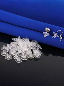 10/20/30pcs Comfort Impenetrable Soft Safety Earring Backs Earrings Pin Backs, Soft Clear Earring Backs Replacement For DIY Jewelry Making Accessories,Silicone Transparent Cylinder Ear Studs Earring Accessories For Women Daily Wear