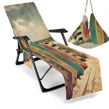 Housse de chaise de plage pliable pouvant être pliée en un sac à porter à l'épaule, avec des poches latérales pour ranger lunettes et téléphone. Convient pour les chaises de plage, serviettes, chaises de piscine et transats. Facile à transporter. Été, accessoires de voyage, vacances, décorations de salle de bain, essentiels de plage